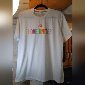 Adidas Love Unites T-Shirt White Rainbow Logo Men’s Size M Pride Collection